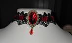 Mooie nieuwe zwart/ rode  gothic ketting, Overige materialen, Verstelbaar, Wit, Nieuw