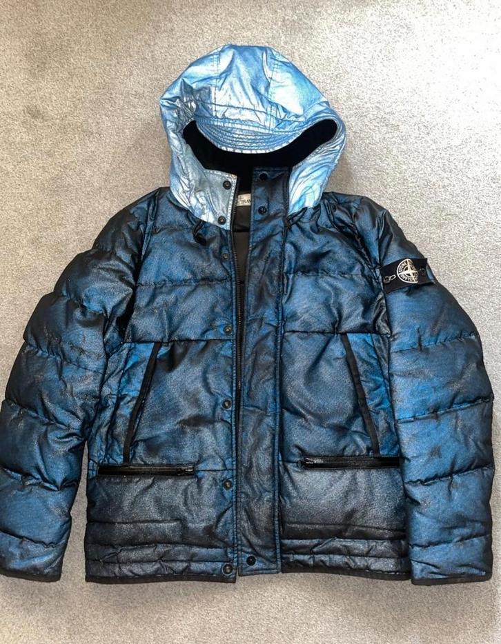 STONE ISLAND REFLECTIVE BLUE 3M JACKET MAAT M, Kleding | Heren, Jassen | Winter, Zo goed als nieuw, Zwart, Ophalen of Verzenden
