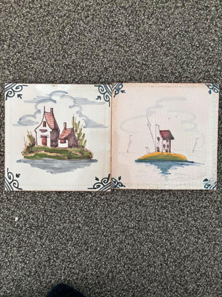 Twee Makkum Tichelaar Handwerk Tegels, Antiek en Kunst, Antiek | Wandborden en Tegels, Ophalen of Verzenden