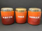 Rood Gevlamd Emaille Koffie, Thee & Suiker Bus, Antiek en Kunst, Antiek | Emaille, Ophalen of Verzenden