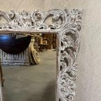 Barok spiegel – houten lijst wit - 100 x 70 cm - TTM Wonen, 50 tot 100 cm, 100 tot 150 cm, Rechthoekig, Ophalen of Verzenden