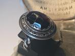 MASSIEVE ANTIEKE GEKEURD ZILVER RING MET GRANAAT EDELSTEEN, Verzenden, Zilver, Ring, Met edelsteen
