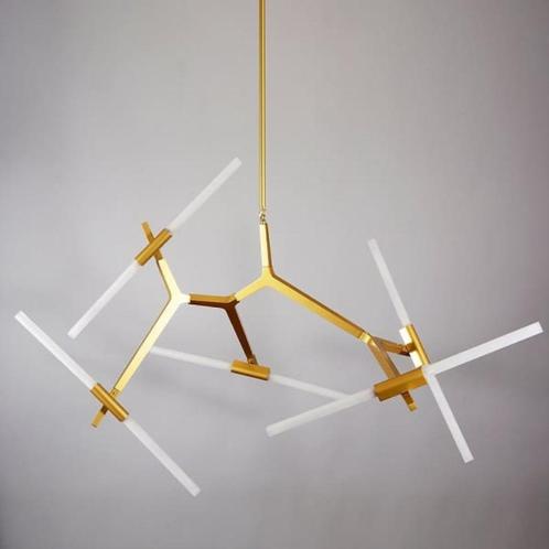 Design hanglamp Sticks Gold 10, Huis en Inrichting, Lampen | Hanglampen, Nieuw, 75 cm of meer, Glas, Overige materialen, Ophalen of Verzenden