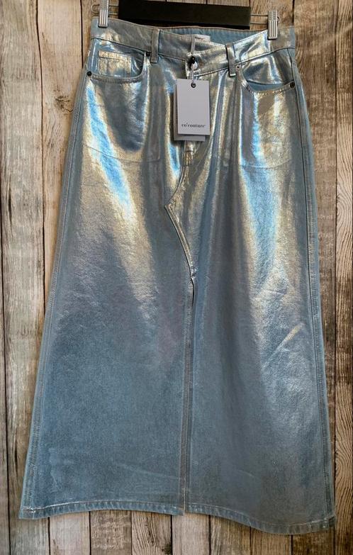 Super gave zilveren jeansrok met split van Co’ Couture (Mt S, Kleding | Dames, Rokken, Nieuw, Maat 36 (S), Overige kleuren, Onder de knie