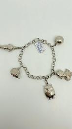 Oude zilveren bedel armband. Er aan: 5 bedels., Gebruikt, Ophalen of Verzenden, Met bedels of kralen, Zilver
