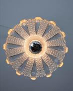 Franse vintage glazen Holophane hanglamp, Huis en Inrichting, Lampen | Hanglampen, Minder dan 50 cm, Glas, Ophalen of Verzenden