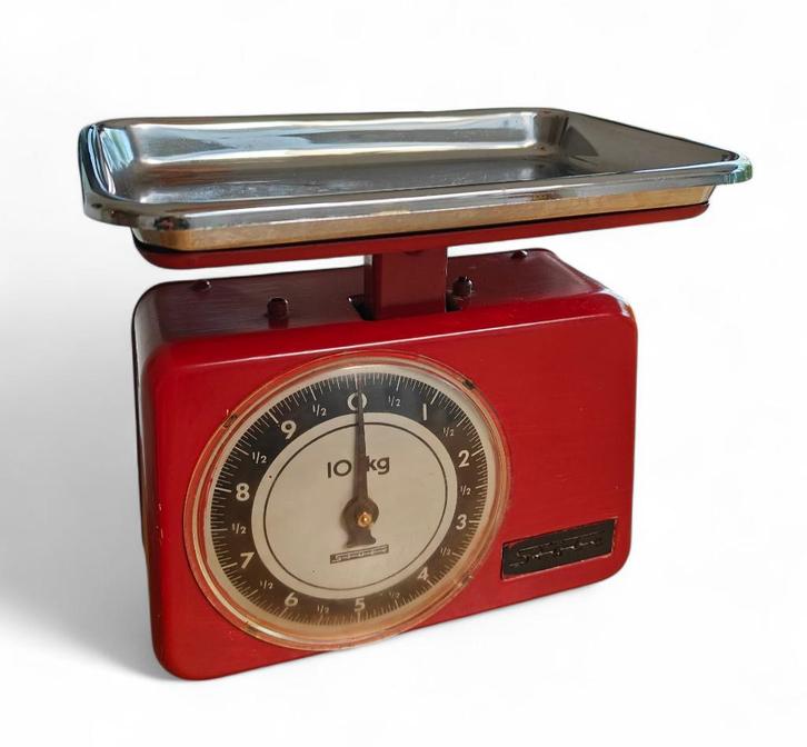 Vintage weegschaal STUBE - Iconisch rood - 10 kg - Topstaat!, Antiek en Kunst, Antiek | Keukenbenodigdheden, Ophalen of Verzenden