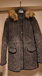 Quilted suède parka Liv, Kleding | Dames, Jassen | Winter, Maat 38/40 (M), Verzenden, Zo goed als nieuw, Grijs