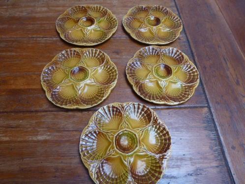 5 keramiek coquilles- of oesterborden Sarreguemines (1), Antiek en Kunst, Antiek | Servies los, Verzenden