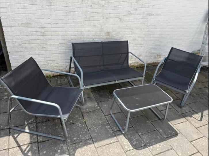 Tuinset 4-delig, Tuin en Terras, Tuinsets en Loungesets, Gebruikt, Tuinset, Overige materialen, 4 zitplaatsen, Bank, Bijzettafel
