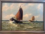 Schilderij van PJA Wagemans - Botters op zee, Antiek en Kunst, Ophalen