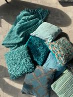 Kussens en Plaid Set, Ophalen of Verzenden, Zo goed als nieuw, Blauw, Vierkant