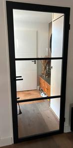 Zwart houten deur met glas, Doe-het-zelf en Verbouw, Deuren en Horren, Ophalen, Gebruikt, 80 tot 100 cm, Binnendeur