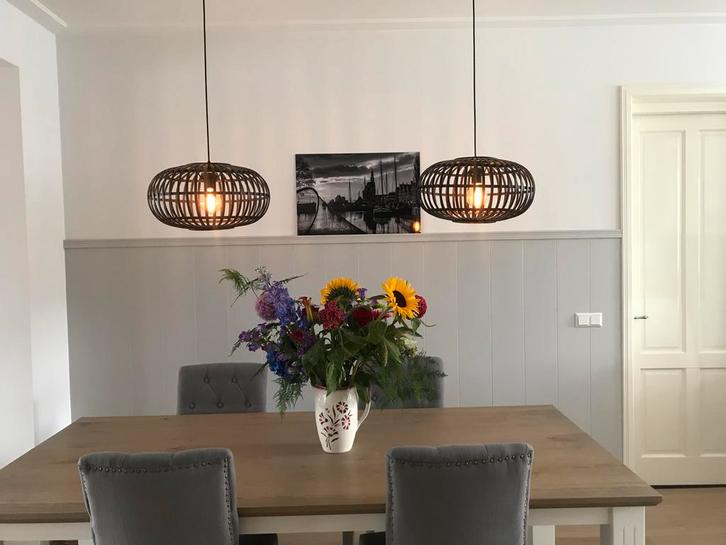 4 Richmond Eetkamerstoelen Grijsblauw, Huis en Inrichting, Lampen | Hanglampen, Gebruikt, 50 tot 75 cm, Stof, Ophalen