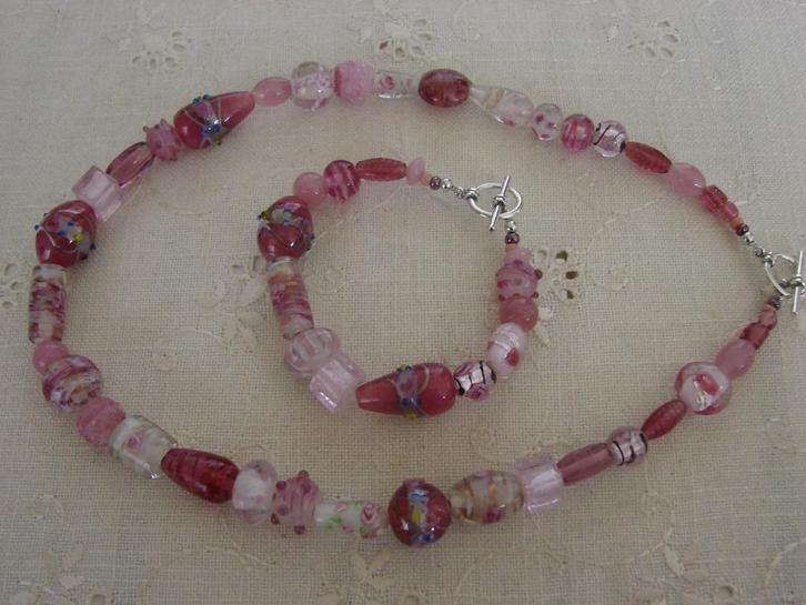 Ketting set Venetiaans glas. Vintage kralen., Sieraden, Tassen en Uiterlijk, Kettingen, Nieuw, Overige materialen, Overige kleuren