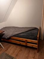 Eenpersoons houten bed compleet 90x2.00, Huis en Inrichting, Slaapkamer | Bedden, Ophalen, 90 cm, Eenpersoons, Zo goed als nieuw