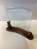 Oude fotolijst. Gebogen glas en houten voet, Antiek en Kunst, Ophalen of Verzenden