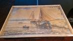 Maritiem schilderij W. Bos, zeilschepen, Antiek en Kunst, Kunst | Schilderijen | Klassiek, Ophalen