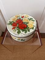 Opbergblik rond vintage bloemen 23 cm doorsnede, Verzamelen, Ophalen of Verzenden, Gebruikt, Overige