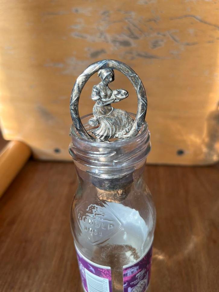 Antieke Zilveren Flessenstop - Niet Gepoetst, Antiek en Kunst, Antiek | Glas en Kristal, Ophalen of Verzenden