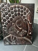 Boeddha houtsnijwerk wandpaneel uit Indonesie handwerk, Ophalen of Verzenden, Zo goed als nieuw