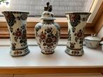 Delfts polychroom handwerk vazenset 3 delig, Antiek en Kunst, Antiek | Vazen, Ophalen of Verzenden