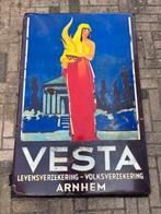 Emaille Reclamebord Vesta Levensverzekering, Verzamelen, Ophalen of Verzenden, Gebruikt, Reclamebord