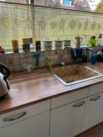 Gehaakt gordijn met koffie patroon, Huis en Inrichting, Stoffering | Gordijnen en Lamellen, Gebruikt, Overige kleuren, Ophalen of Verzenden