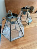 2 Stijlvolle vintage-look hanglampen in geometrisch design, Gebruikt, Overige kleuren, 25 tot 50 cm, Ophalen of Verzenden