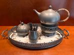 Tinnen Theeservies met Theeblad, Antiek en Kunst, Antiek | Tin, Ophalen