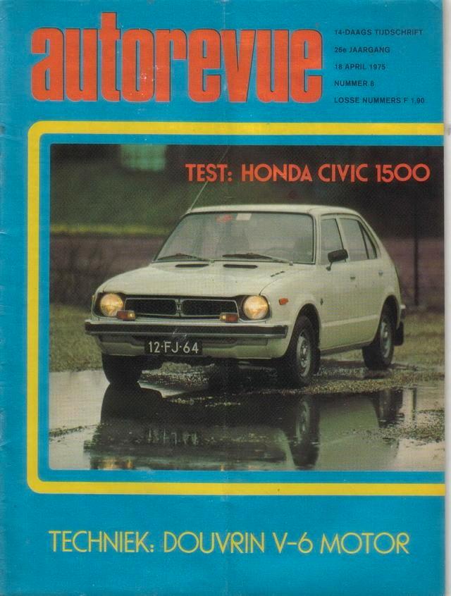 Autorevue 8 1975 : Honda Civic 1500 - Replica Bugatti - Alfa, Boeken, Auto's | Folders en Tijdschriften, Gelezen, Algemeen, Ophalen of Verzenden