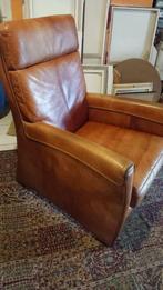 Fauteuil Vintage-Leather, leer, Cognac, stoel., Huis en Inrichting, Fauteuils, Ophalen, Gebruikt, Leer