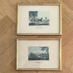 Twee oude Engelse prenten van gravures, Huis en Inrichting, Woonaccessoires | Schilderijen, Tekeningen en Foto's, Minder dan 50 cm