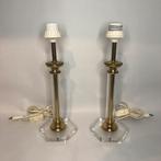 Twee Hollywood Regency tafellampen – Metaal en Plexiglas, Ophalen, Gebruikt, Hollywood Regency, Minder dan 50 cm