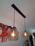 Hanglamp 2 glazen bollen, Huis en Inrichting, Lampen | Hanglampen, Ophalen of Verzenden, Zo goed als nieuw, 75 cm of meer
