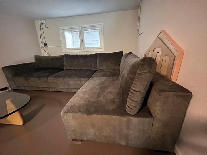 Groene velvet hoekbank, Huis en Inrichting, Banken | Complete zithoeken, Nieuw, Stof, Ophalen