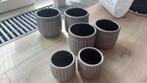 Te koop: 6 grijze aardewerken potten., Tuin en Terras, Rond, Binnen, Ophalen of Verzenden, Zo goed als nieuw
