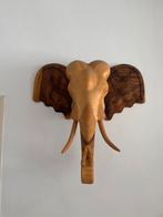 Handgesneden Olifantenkop Houtsnijwerk, Ophalen of Verzenden