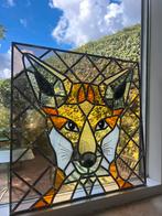 Glas in lood vos Perfecte conditie! 47,8cm hoog 47,5cm breed, Ophalen, Zo goed als nieuw, Glas in lood, Minder dan 80 cm