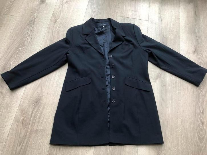 Donkerblauw 2-delig pak, Blazer en kokerrok Mt 42/44 ZGAN, Kleding | Dames, Jasjes, Kostuums en Pakken, Zo goed als nieuw, Kostuum of Pak