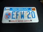 Kentekenplaat licenseplate Michigan Worlds Motor Capital USA, Auto's, Gebruikt, Ophalen of Verzenden