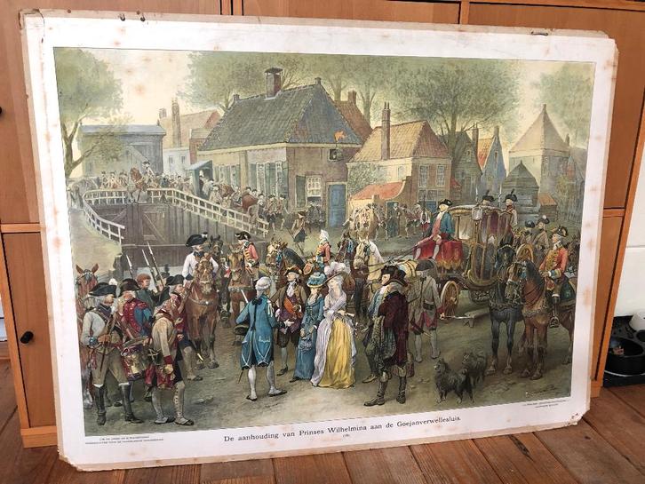 schoolplaat "De aanhouding van Prinses Wilhelmina .. ", Antiek en Kunst, Antiek | Schoolplaten, Natuur en Biologie, Ophalen
