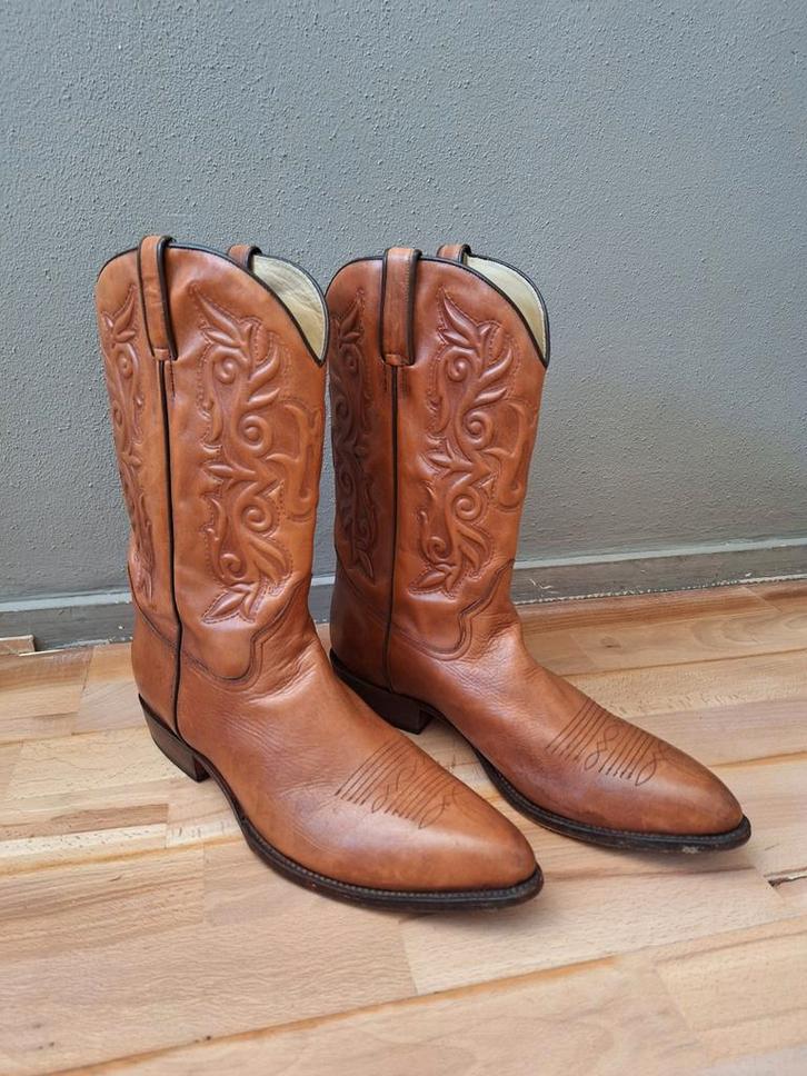 Handgemaakte leren cowboy laarzen van Tony Mora, maat 45, Kleding | Heren, Schoenen, Gedragen, Bruin, Ophalen of Verzenden
