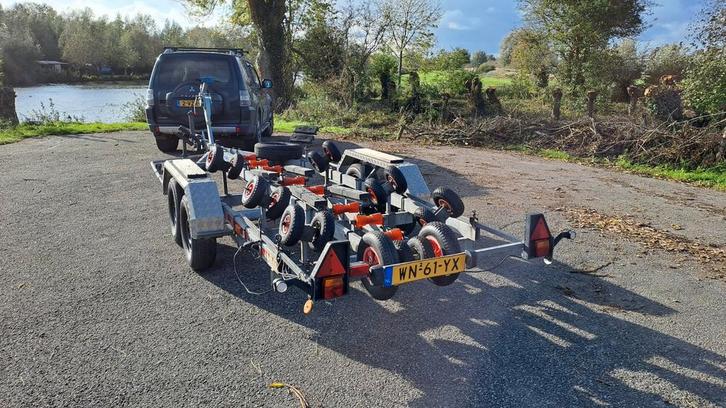 Luxe Damco 2000kg geremde tandemas kantel trailer met Rollen, Watersport en Boten, Boottrailers, Gebruikt, Overige typen, Minder dan 1500 kg