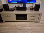 Tv meubel grijsbeige met opbergruimte, Huis en Inrichting, Kasten | Televisiemeubels, Gebruikt, 100 tot 150 cm, Ophalen of Verzenden