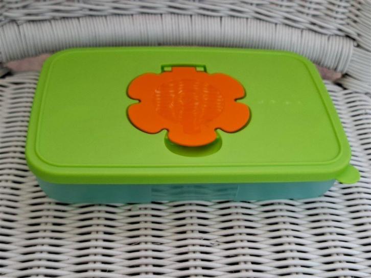 Natte doekjes, snoetenpoetser doos, 650 ml,Tupperware, Huis en Inrichting, Keuken | Tupperware, Gebruikt, Bak of Kom, Blauw, Groen
