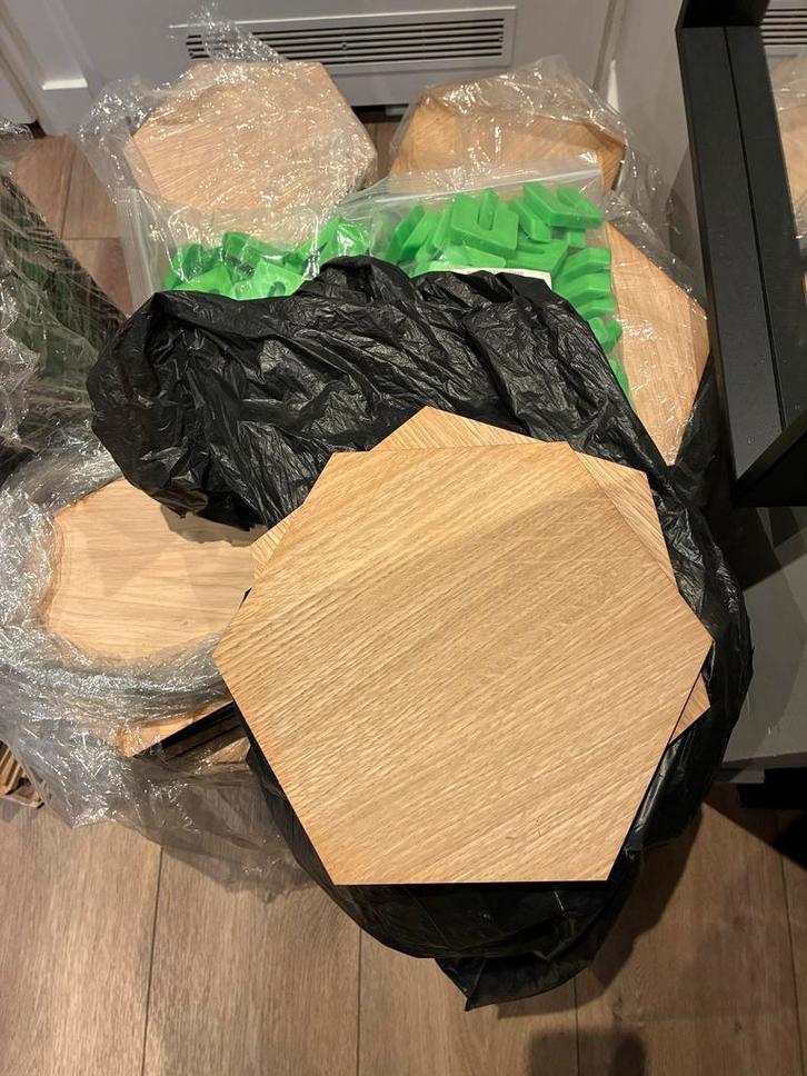 Eiken Hexagon Wandtegels - 325 stuks, Doe-het-zelf en Verbouw, Tegels, Nieuw, Wandtegels, Overige materialen, Minder dan 20 cm