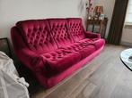 Retro Bordeaux Rode Bank - Gecapitonneerd, Ophalen, Gebruikt, Driepersoons, 75 tot 100 cm