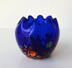 Glazen vaas donkerblauw onderin gekleurde gedeeltes 3137-g, Ophalen of Verzenden