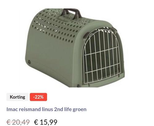 Imac reismand groen nu €15.99, Dieren en Toebehoren, Transportboxen, Nieuw, Ophalen of Verzenden